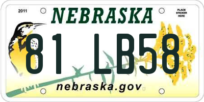 NE license plate 81LB58