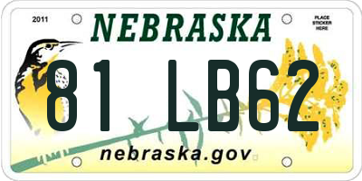 NE license plate 81LB62
