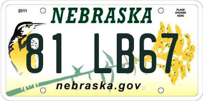 NE license plate 81LB67