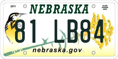 NE license plate 81LB84