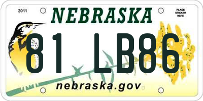 NE license plate 81LB86