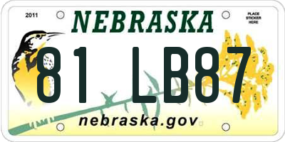 NE license plate 81LB87