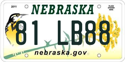 NE license plate 81LB88