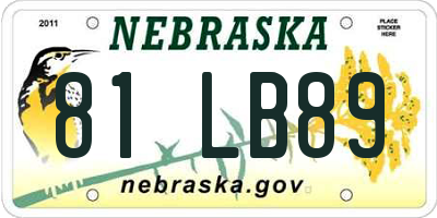 NE license plate 81LB89