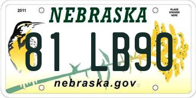 NE license plate 81LB90