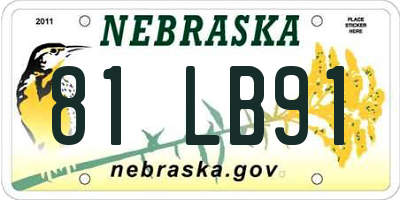 NE license plate 81LB91
