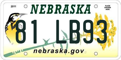 NE license plate 81LB93