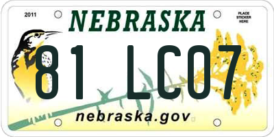 NE license plate 81LC07