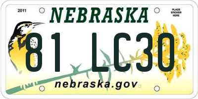 NE license plate 81LC30