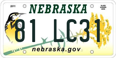 NE license plate 81LC31