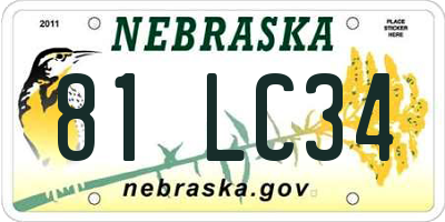 NE license plate 81LC34