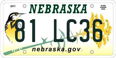 NE license plate 81LC36