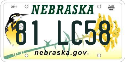 NE license plate 81LC58