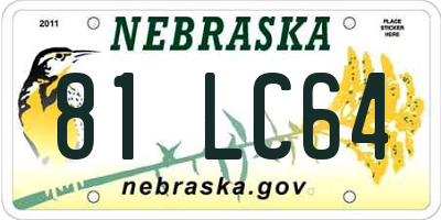 NE license plate 81LC64