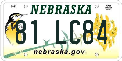 NE license plate 81LC84