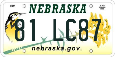 NE license plate 81LC87