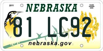NE license plate 81LC92