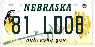 NE license plate 81LD08