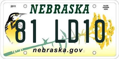 NE license plate 81LD10