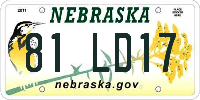 NE license plate 81LD17
