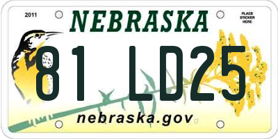 NE license plate 81LD25
