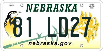 NE license plate 81LD27