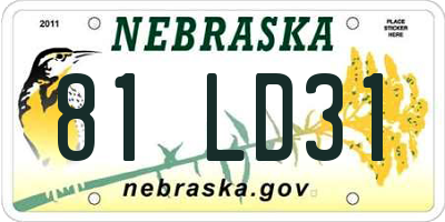 NE license plate 81LD31