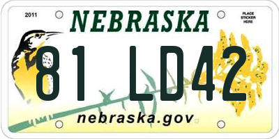 NE license plate 81LD42