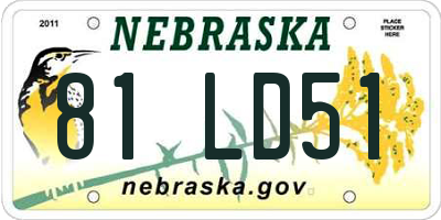 NE license plate 81LD51