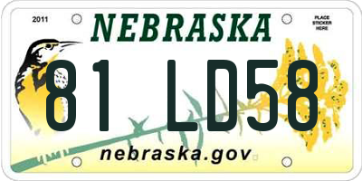 NE license plate 81LD58