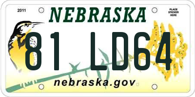 NE license plate 81LD64
