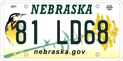 NE license plate 81LD68