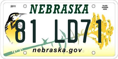 NE license plate 81LD71