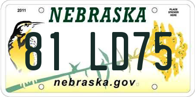 NE license plate 81LD75