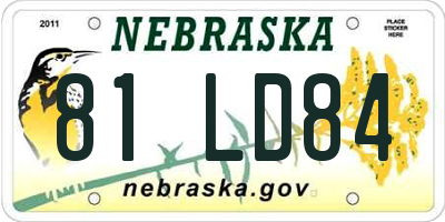 NE license plate 81LD84
