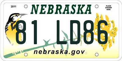 NE license plate 81LD86