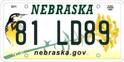NE license plate 81LD89