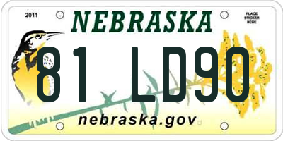 NE license plate 81LD90