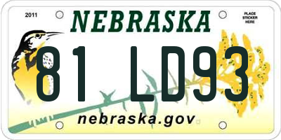 NE license plate 81LD93