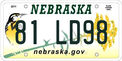 NE license plate 81LD98
