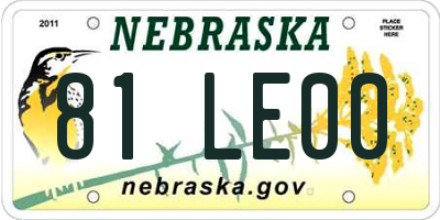NE license plate 81LE00