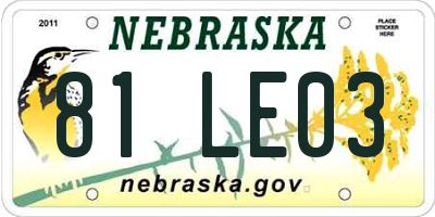 NE license plate 81LE03
