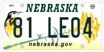 NE license plate 81LE04