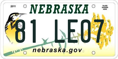 NE license plate 81LE07
