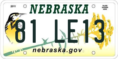 NE license plate 81LE13