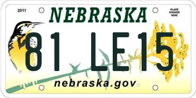 NE license plate 81LE15