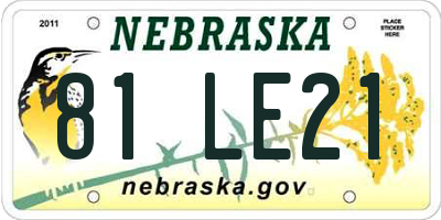 NE license plate 81LE21