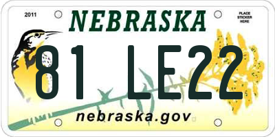 NE license plate 81LE22