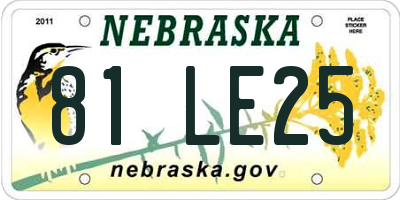 NE license plate 81LE25