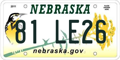 NE license plate 81LE26